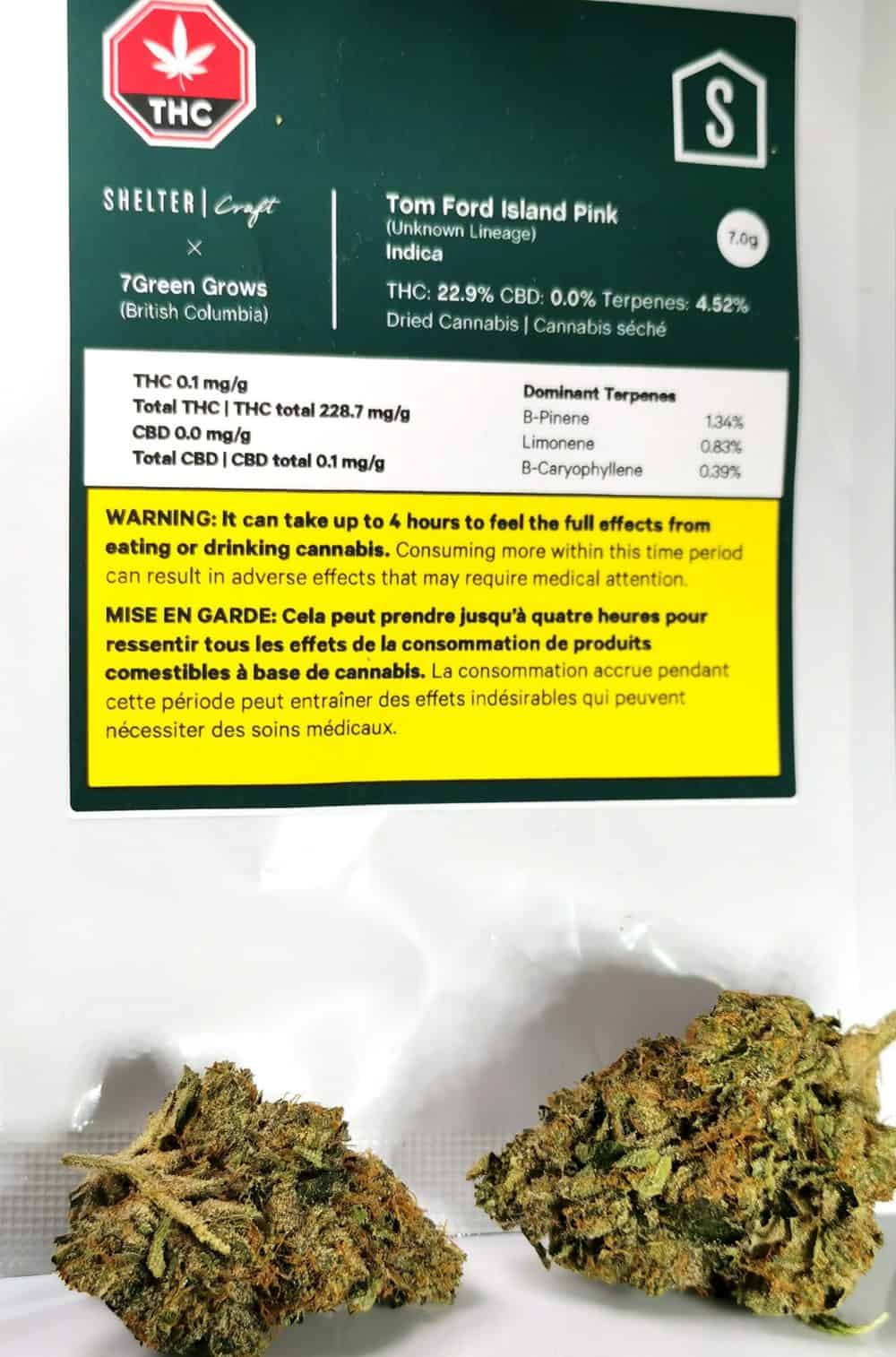 tom ford island pink picture of packaging and cannabis