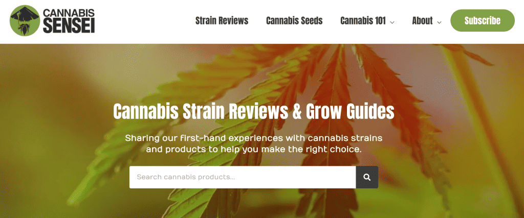 CannabisSensei.com homepage September 2023
