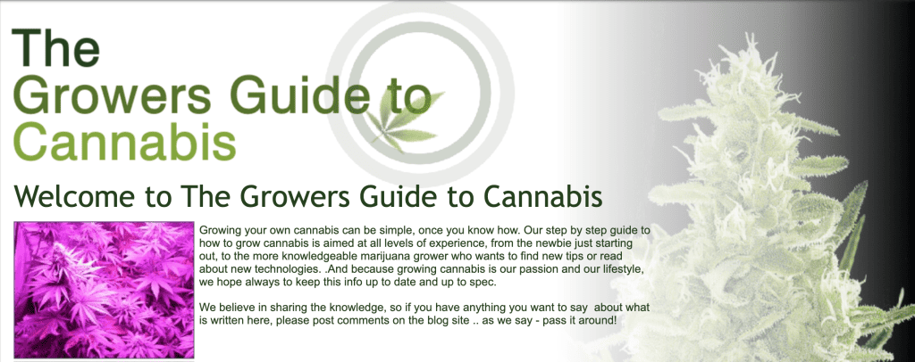 Growers Guide to Cannabis homepage from 2011