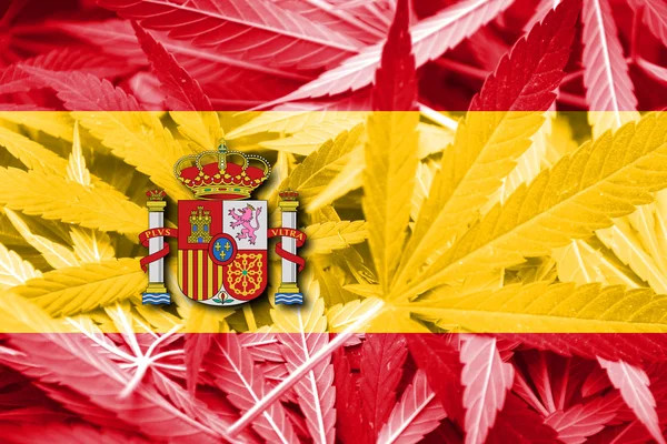 Flag of Spain merged with cannabis leaves - featured image