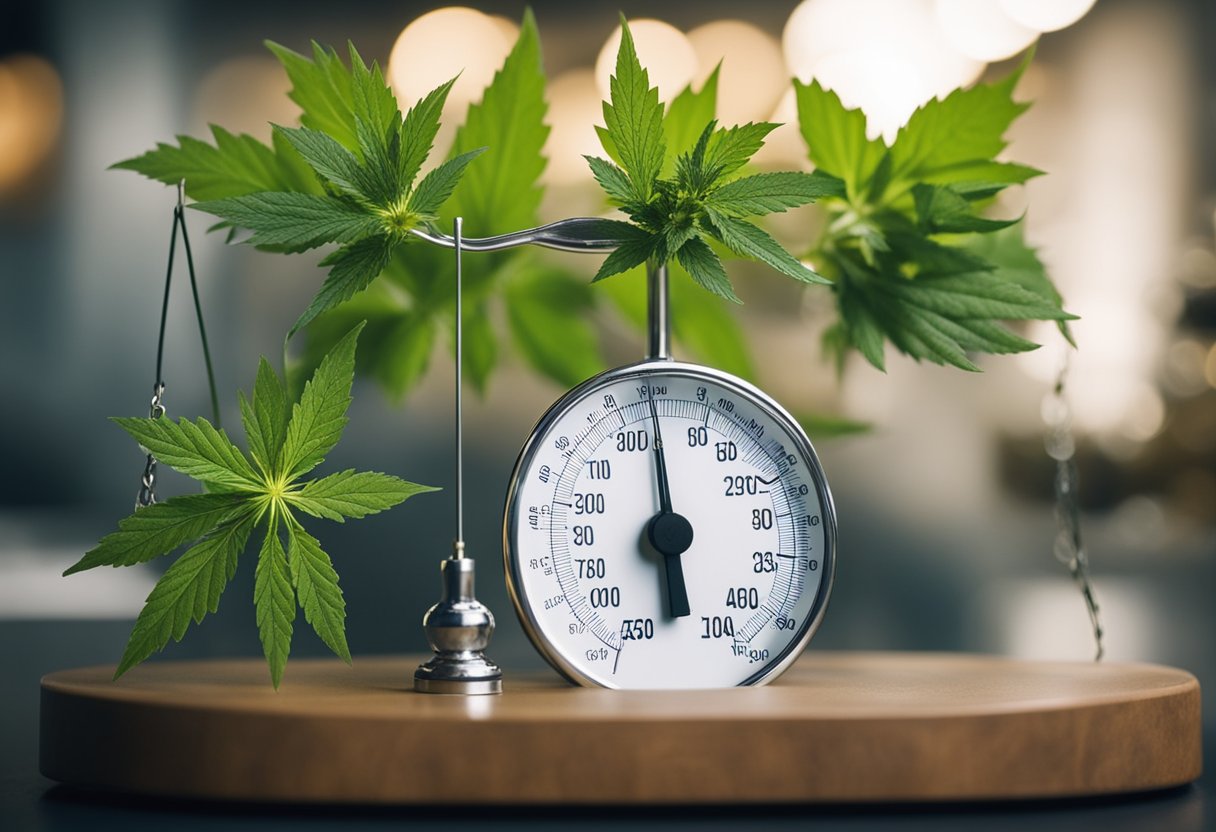 A scale weighing good and bad weed, with a clear distinction between the two